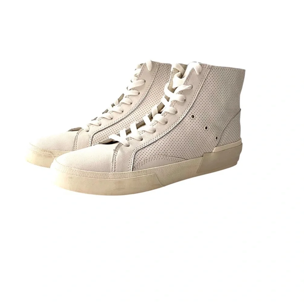Dolce Vita Zohara White High-Top Sneaker Shoes Sz 8.5 Perforated Leather Slip On